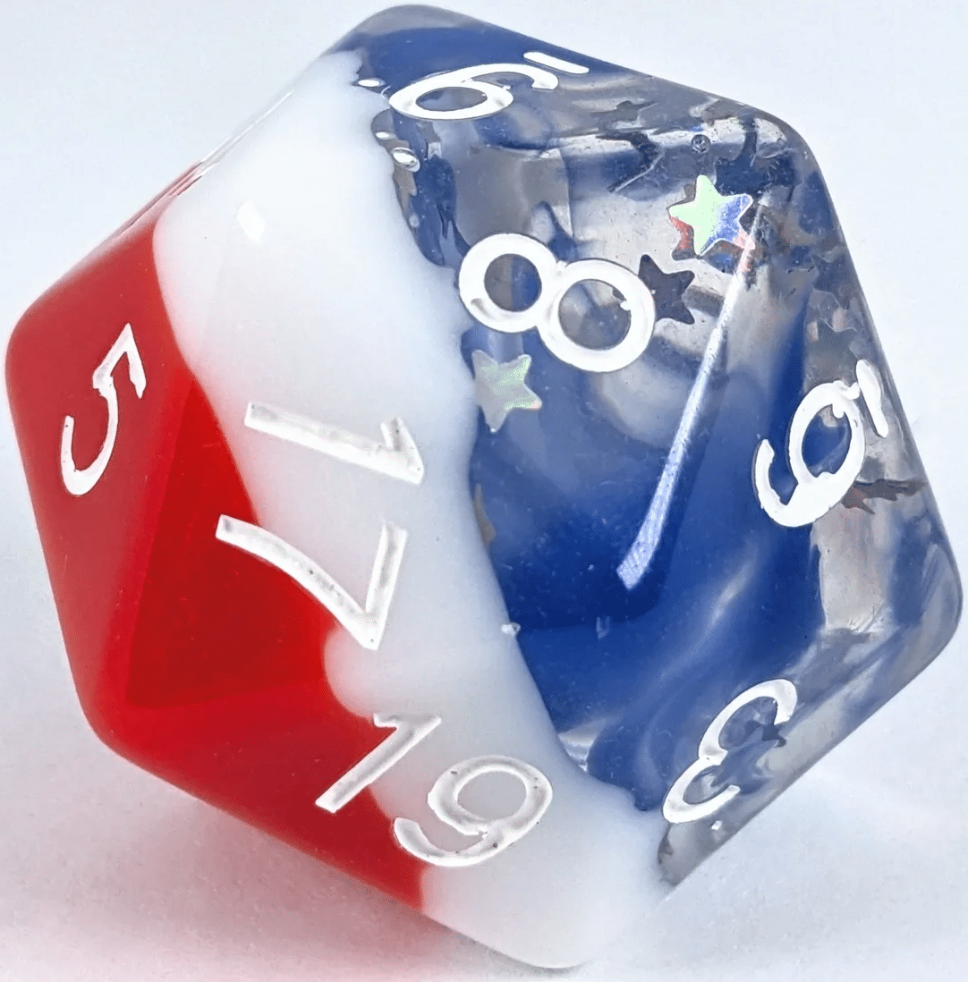 Roll 4 Initiative Stars and Stripes XL D20 30mm image 0